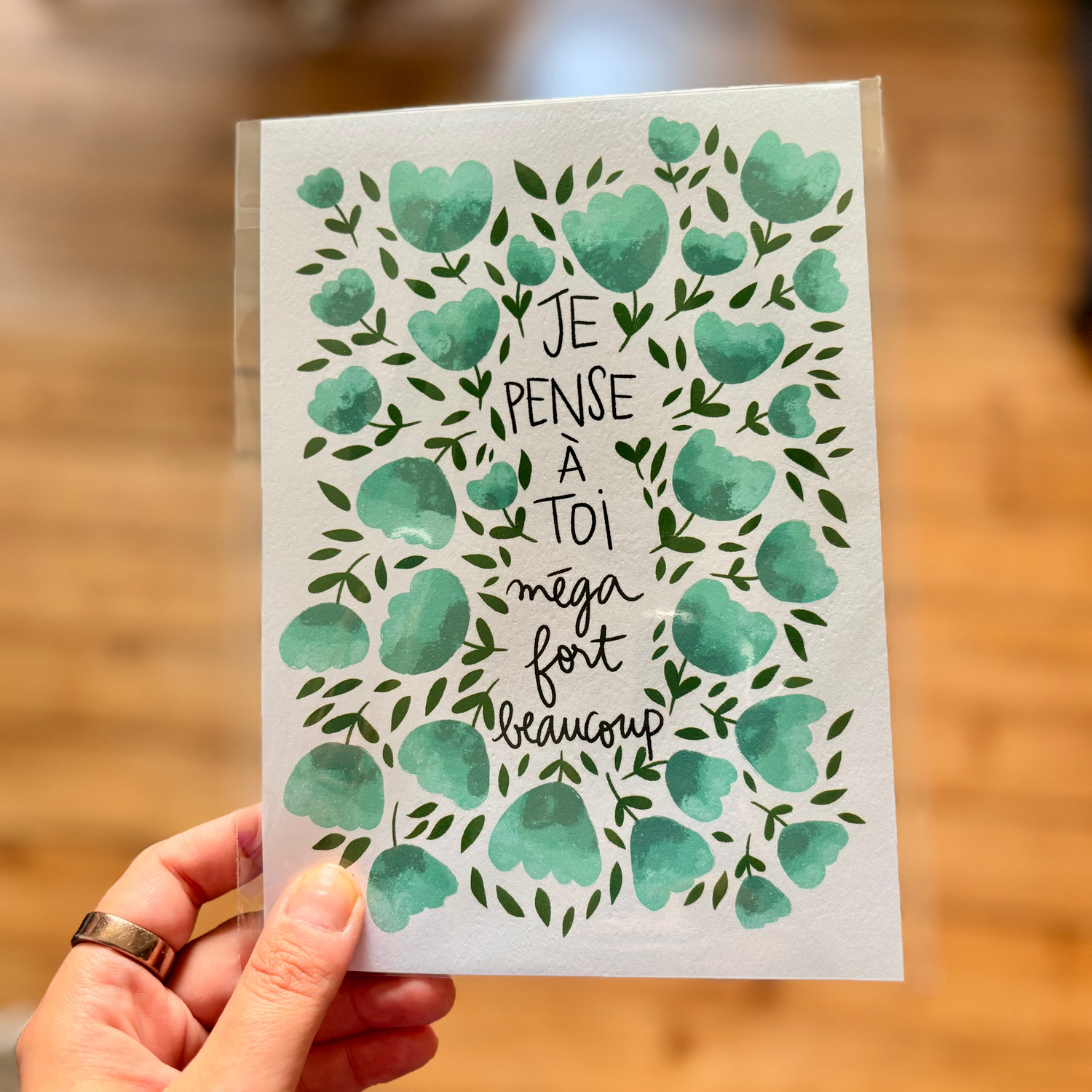 Carte "Je pense à toi" (Bleue)