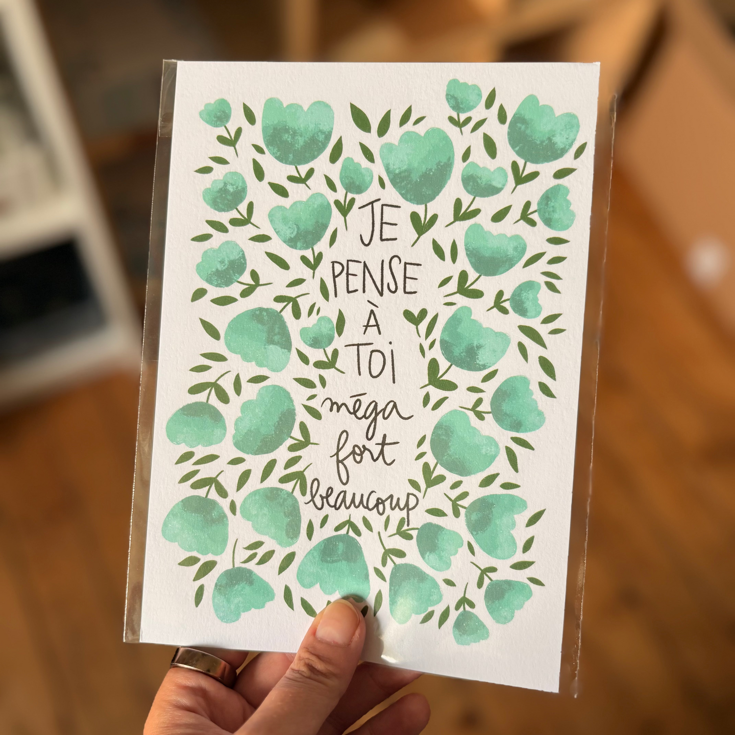 Carte "Je pense à toi" (Bleue)
